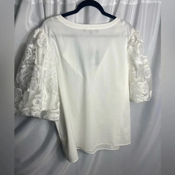 Marc New York Blouse Balloon Sleeve Embroidered Floral Plus Size 3XL NWT V-Neck - Picture 8 of 8